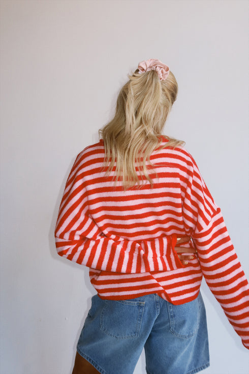 Coco Cutie Cardigan // Red & Pink Stripe